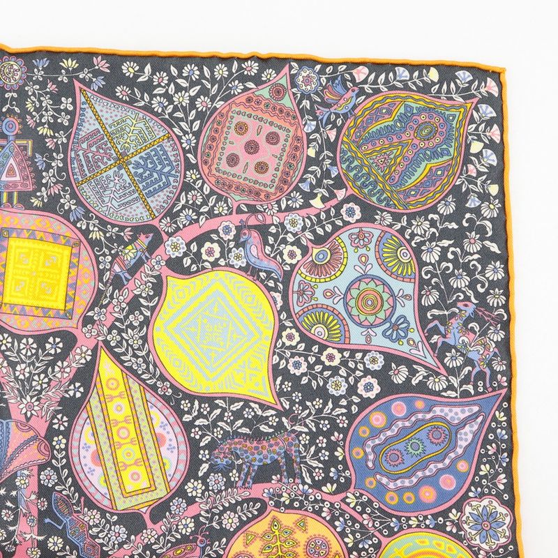 Hermes Gavroche 45 L'arbre De Vie Tree Of Life Silk Black/multicolor Women's