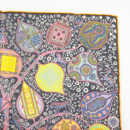 Hermes Gavroche 45 L'arbre De Vie Tree Of Life Silk Black/multicolor Women's