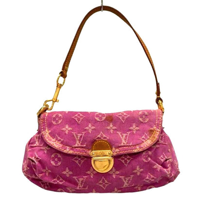 Louis Vuitton Mini Pleaty Denim Monogram Shoulder Hand Bag Pink