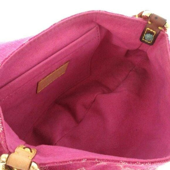 Louis Vuitton Mini Pleaty Denim Monogram Shoulder Hand Bag Pink