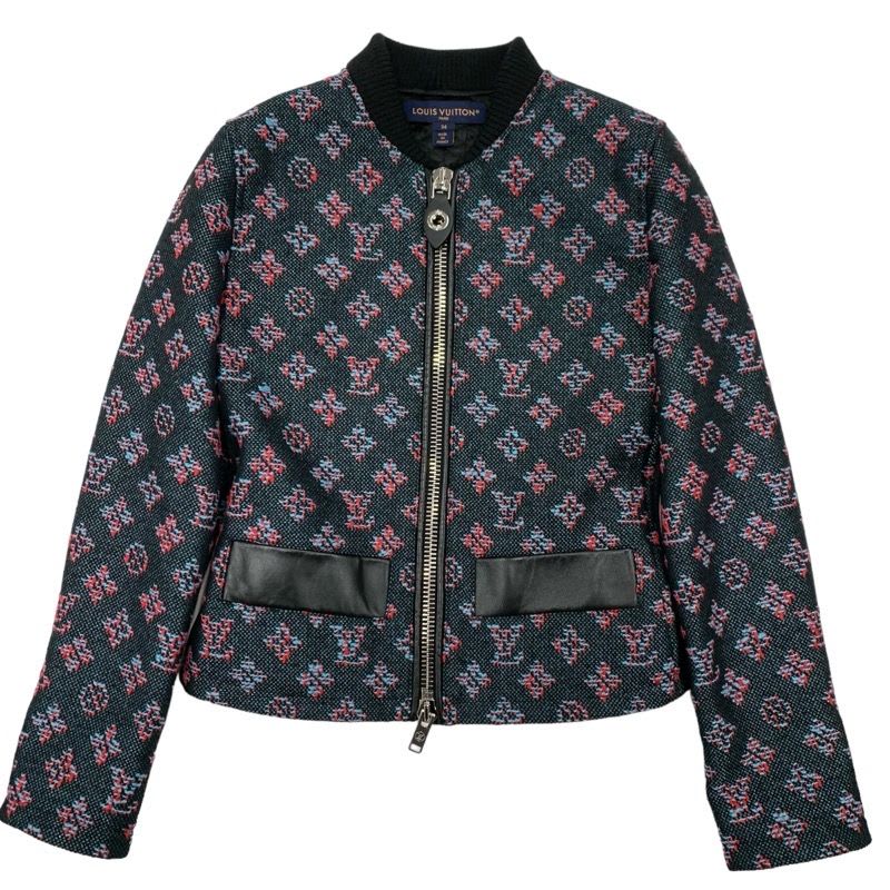 Louis Vuitton Monogram Jacquard Zip Up Jacket Outerwear Blouson Black