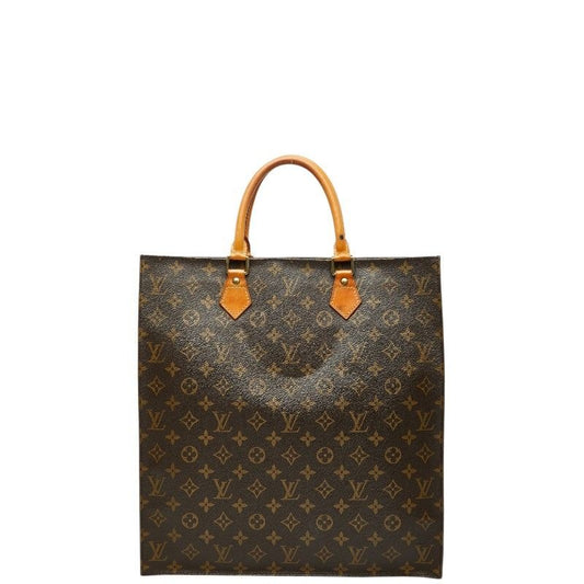 Louis Vuitton Monogram Sac Plat Tote Brown Leather