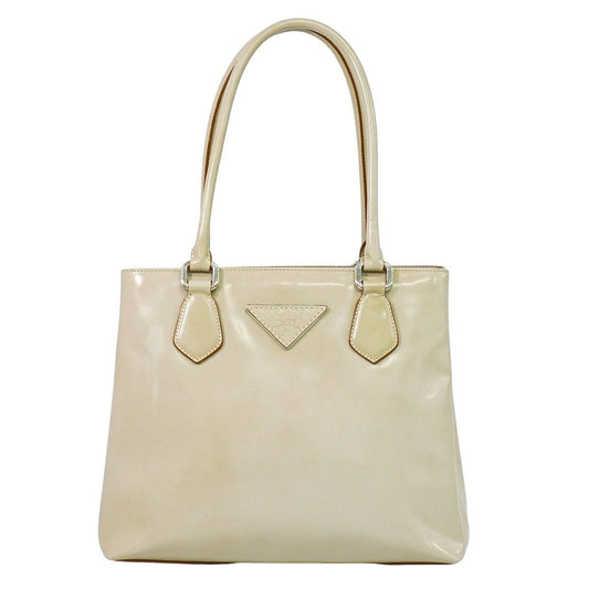 Prada Patent Leather Tote Pink Beige