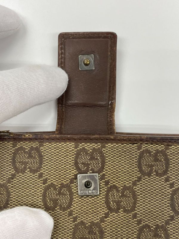 Gucci GG Canvas Leather Compact Wallet Double Fold Wallet Double Hook 05504