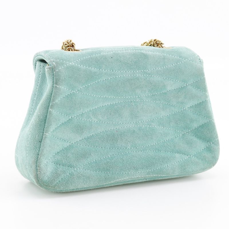 Chanel Chain Handbag Coco Mark Vintage Suede Green Ladies Handbag