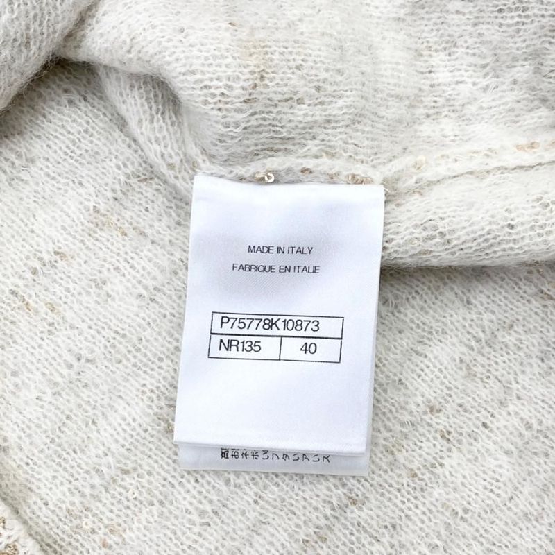 Chanel Knit Cardigan P75778k 10873 Nr135 23b White Gold 40 Size Chanel