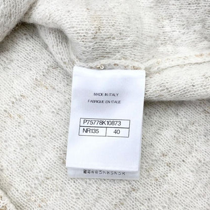 Chanel Knit Cardigan P75778k 10873 Nr135 23b White Gold 40 Size Chanel