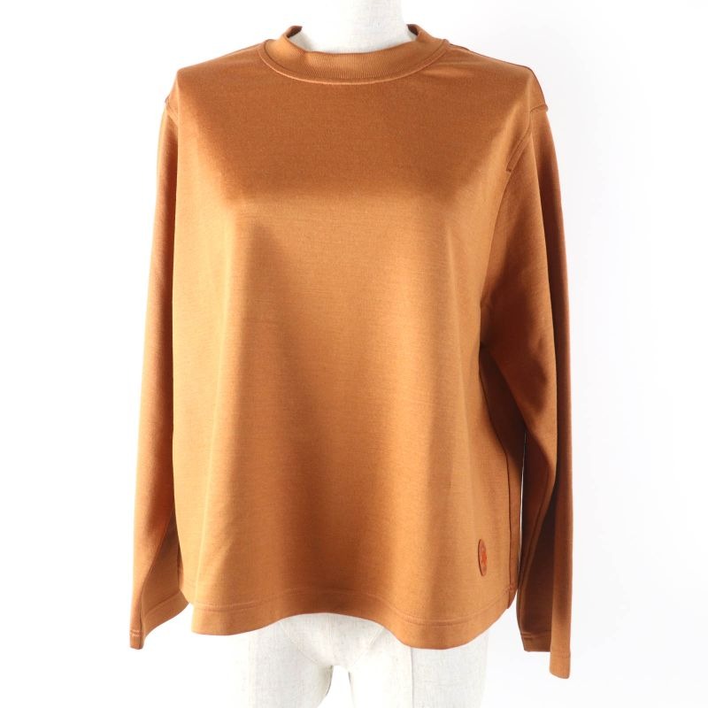 Hermes 23 AW Cotton Silk Crewed Cell With Patch Mock Neck Long Sleeve Sweatshirt