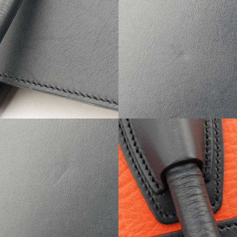 Celine Luggage Mini Shopper Orange X Black X Beige Leather S-cu-4124