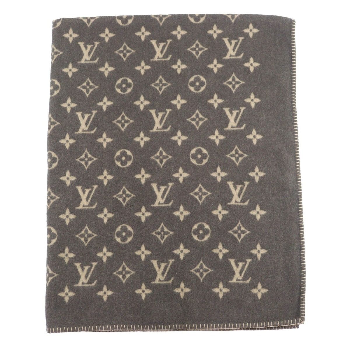Louis Vuitton Pred Neo Monogram Wool Cashmere Throw Brown Recommended Hat