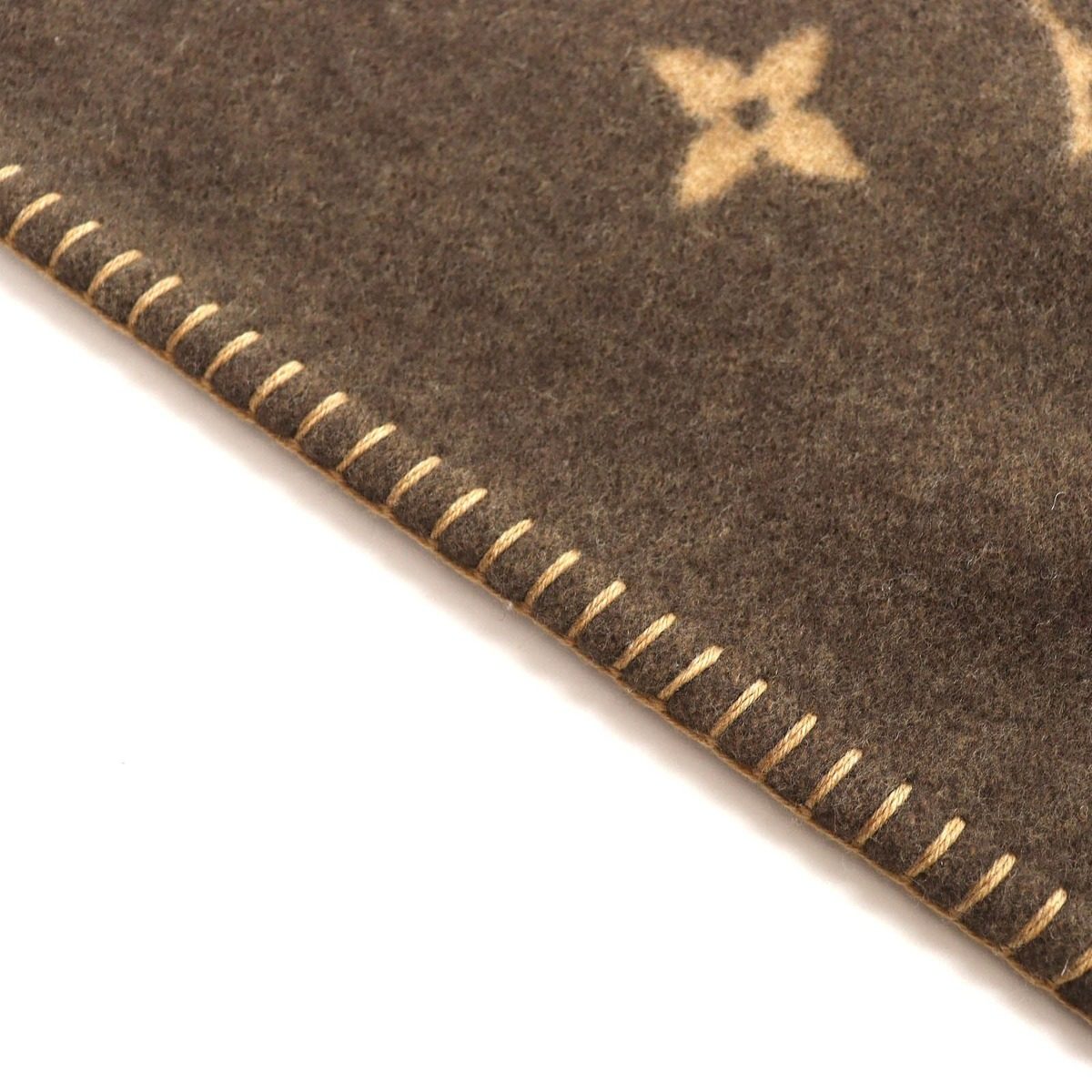 Louis Vuitton Pred Neo Monogram Wool Cashmere Throw Brown Recommended Hat — view 4