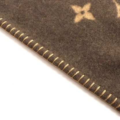 Louis Vuitton Pred Neo Monogram Wool Cashmere Throw Brown Recommended Hat — view 4