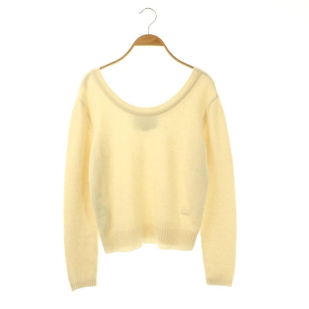 Gucci GG Embroidery Cashmere Knit Sweater Pullover S Light Beige CX