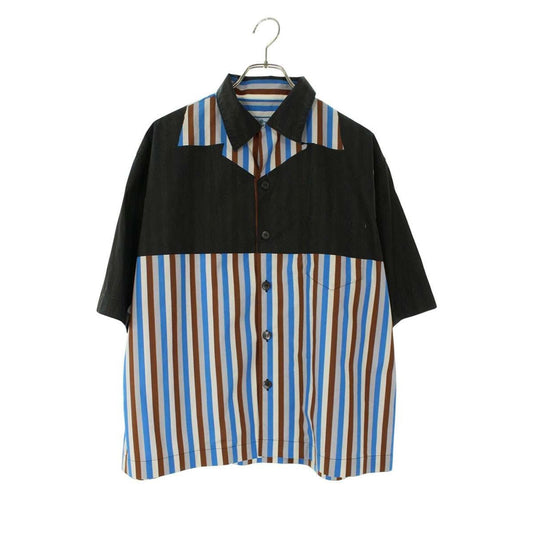 Prada Striped Shirt Cotton Black Blue Brown