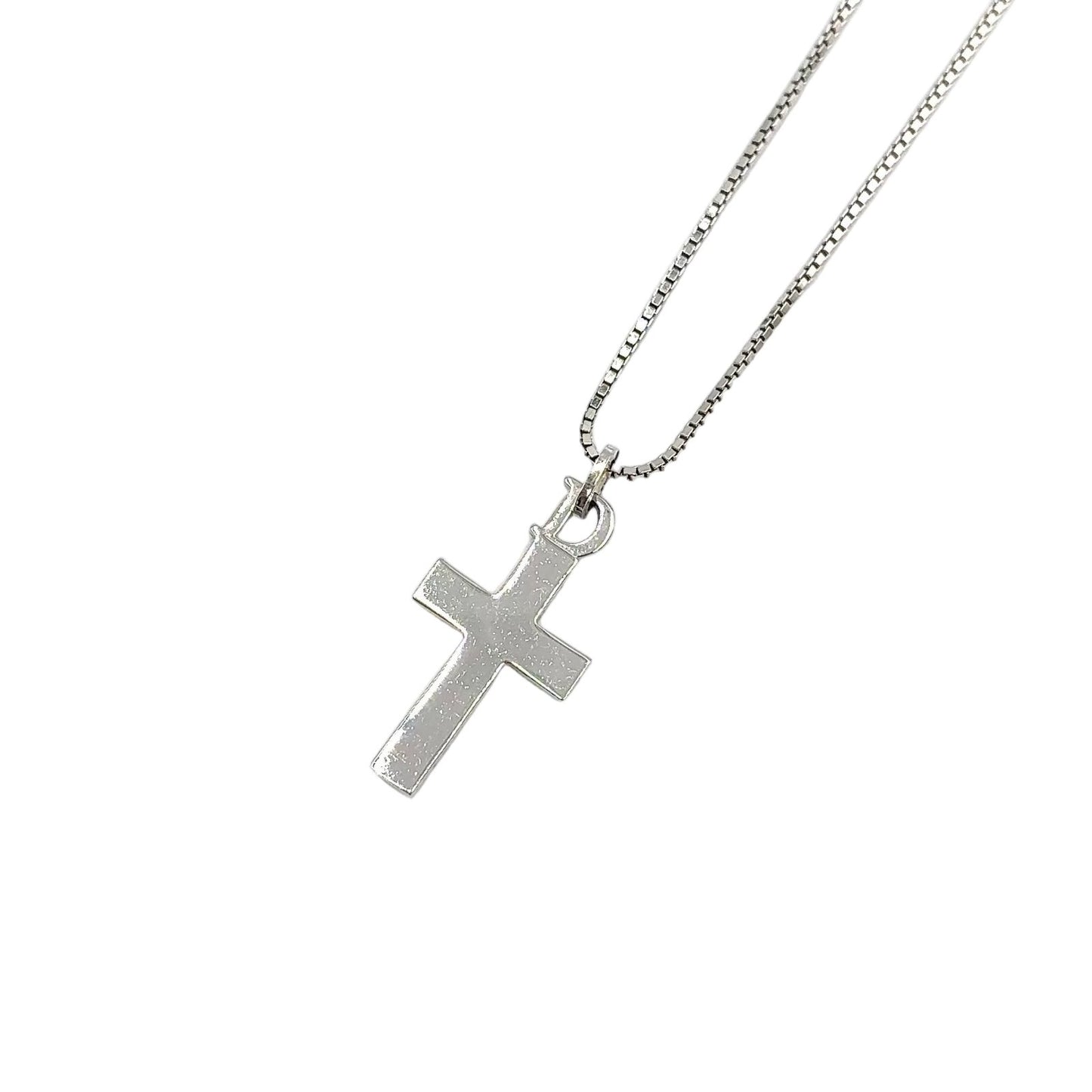 Dior Cross Logo Metal Silver Necklace