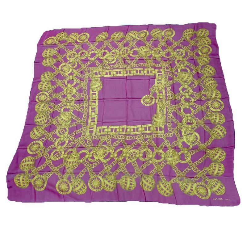Celine Large 130 X130 cm Silk Scarf Stole Pink