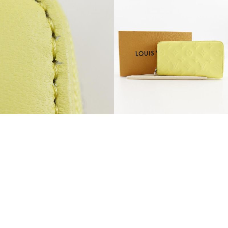 Louis Vuitton Zippy Wallet Coussin M83104 Lambskin Smiley Yellow Ladies Long