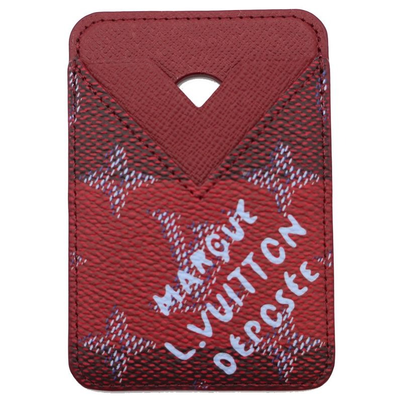 Louis Vuitton Card Holder Magnet Monogram Red Stripes Canvas