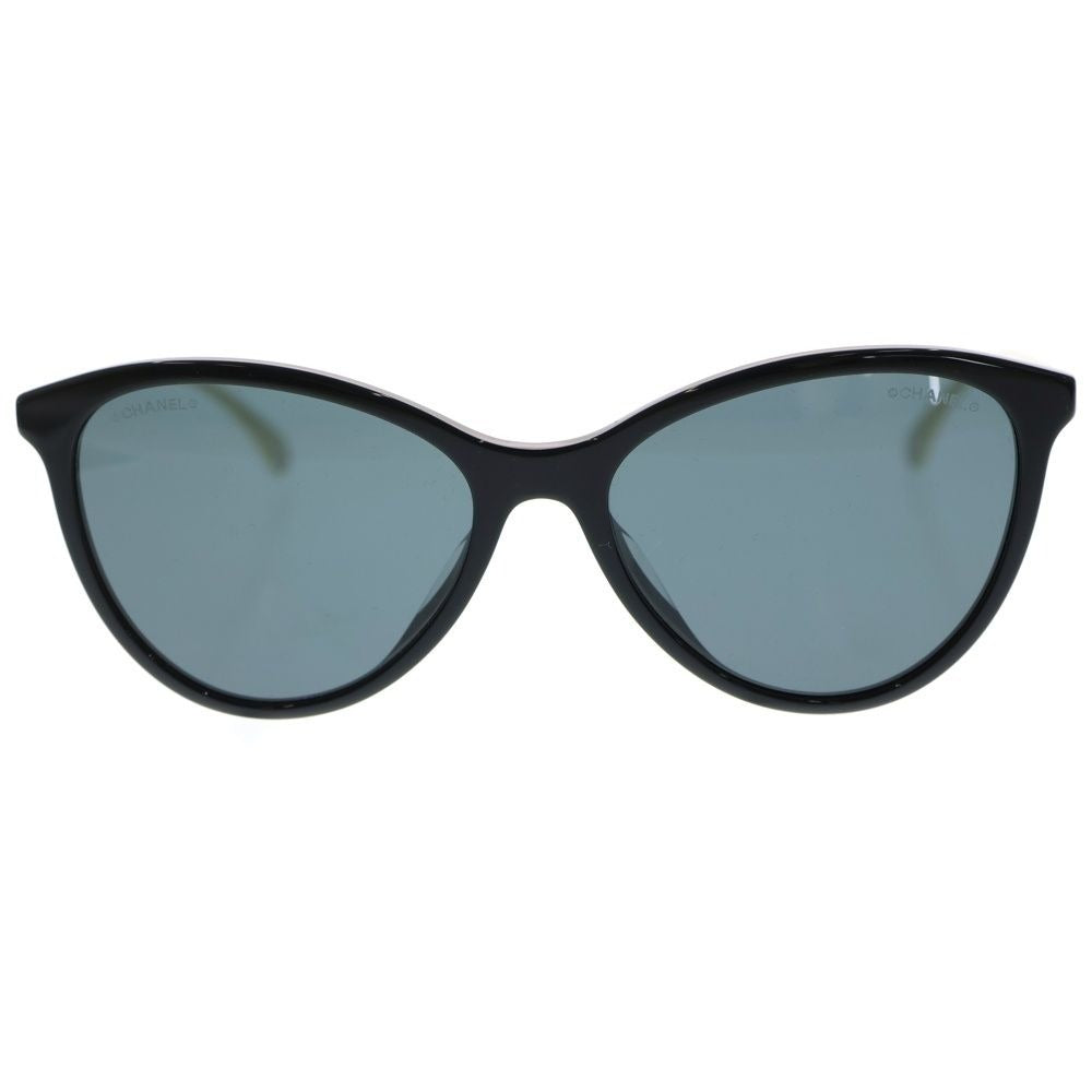 Chanel CC Logo Side Cat Eye Frame Sunglasses Black Gold
