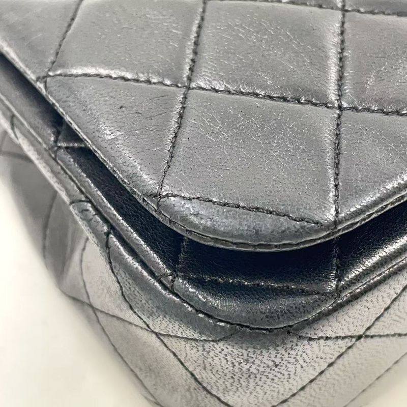 Chanel Full Flap Chain Shoulder Matelasse 1st Lambskin Black Shoulder Bag Gold