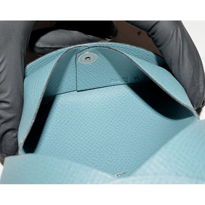 Hermes Bifold Card Case Business Holder Calvi Epson Blue Jean — view 5