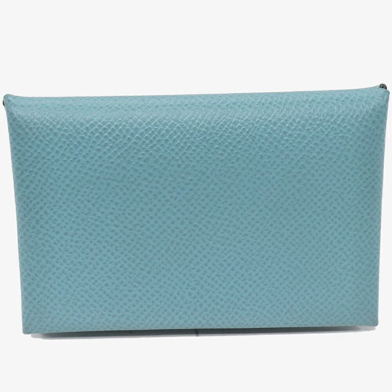 Hermes Bifold Card Case Business Holder Calvi Epson Blue Jean