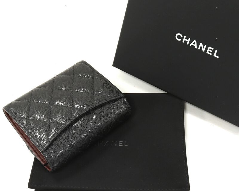 Chanel Trifold Wallet With Coin Purse Timeless Classic Compact Wallet In Caviar