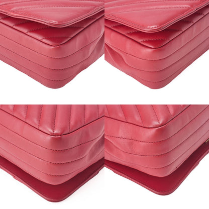 Chanel Shoulder Bag Calfskin V-stitched Red Coco Mark Single Flap With Gold