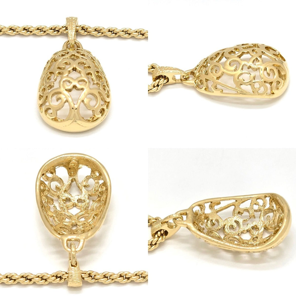 Saint Laurent Yves Egg Arabesque Pendant Necklace Gold — view 5