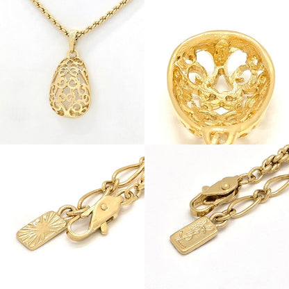 Saint Laurent Yves Egg Arabesque Pendant Necklace Gold — view 6