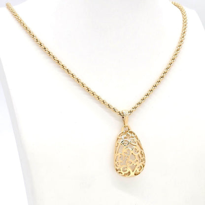 Saint Laurent Yves Egg Arabesque Pendant Necklace Gold — view 8