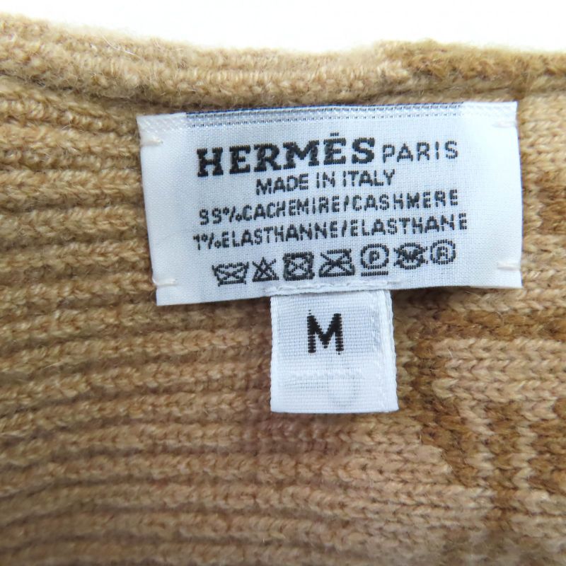 Hermes Haven Cashmere Chateigne Biscuit Chaine D'ancre Knitted Gloves M With