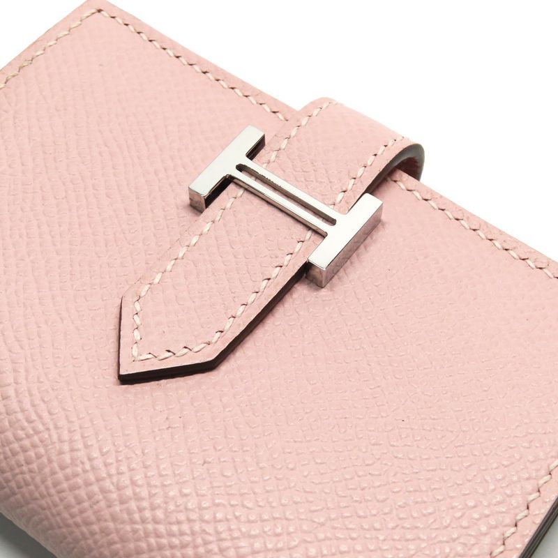 Hermes Bearn Card Case V-epson Mauvepere Silver-hardware Leather