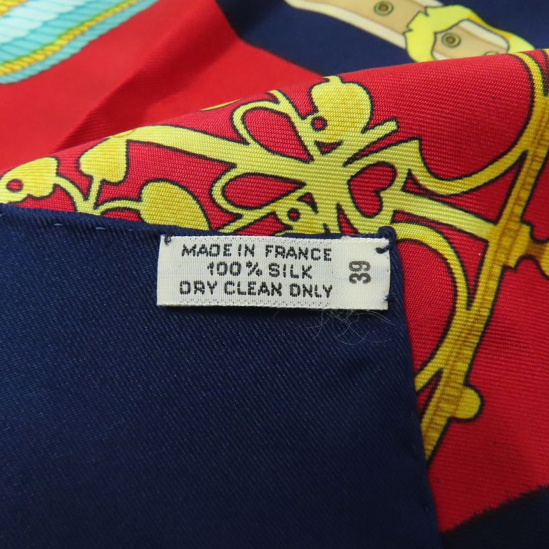 Hermes Carre 90 LES Muserolles Nose Leather Scarf Cashmere Ladies