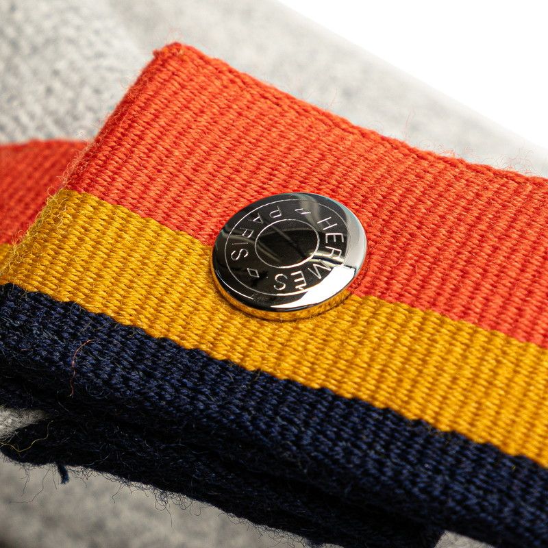 Hermes Brid A Black GM Handbag Pouch Rocabar Gris Flannel Wool Cotton Women