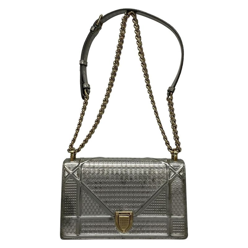 Dior/christian Dior Shoulder Bag Diorama Silver Chain Shoulder Leather