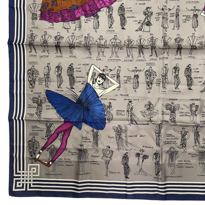 Versace Gianni Scarf Silk Sketch Design Drawing Gray — view 4