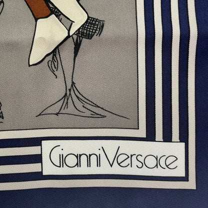 Versace Gianni Scarf Silk Sketch Design Drawing Gray — view 6
