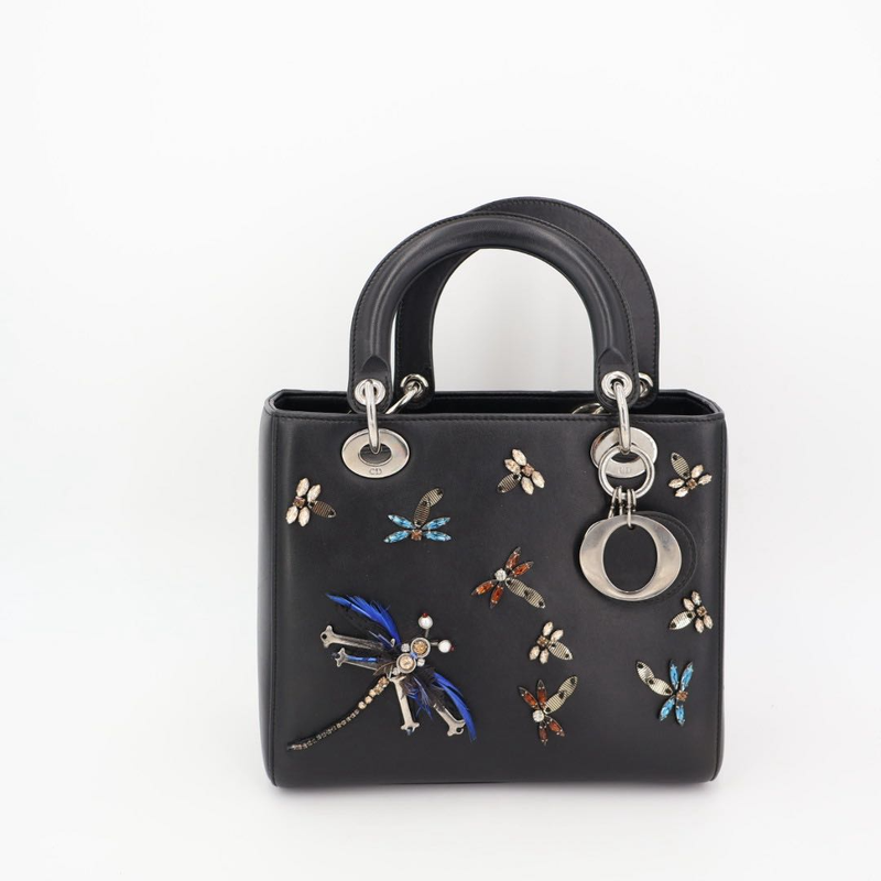 Christian DIOR Lady Dior Leather 2WAY Handbag Black