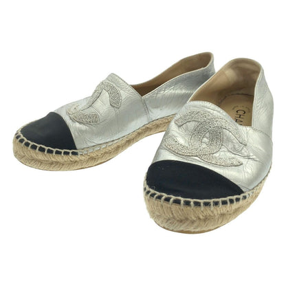 Chanel CC Logo Espadori Slip on Silver 36