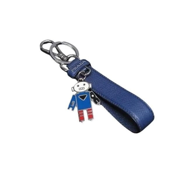 Prada Bag Charm Blue Saffiano Leather Robot