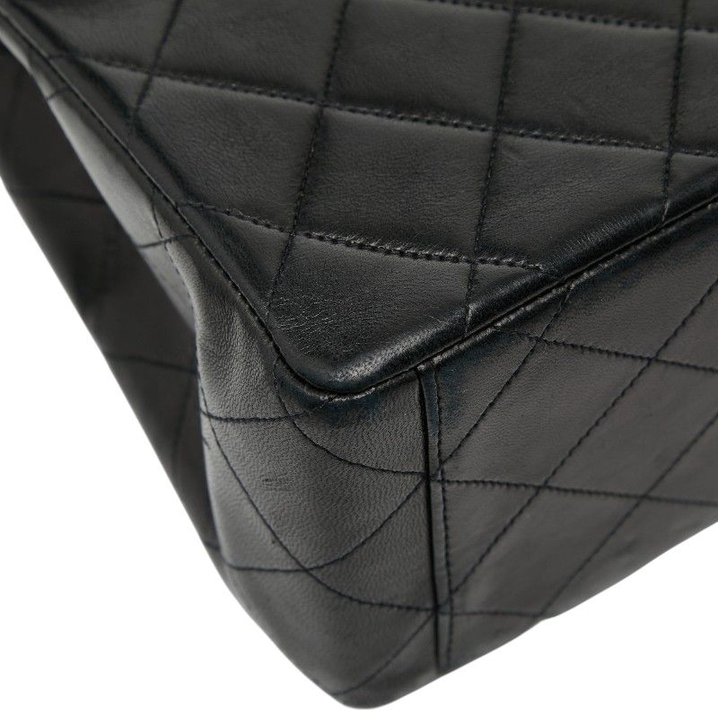 Chanel Coco Mark Deca Matelasse 34 Crossbody Chain Shoulder Bag Black Leather