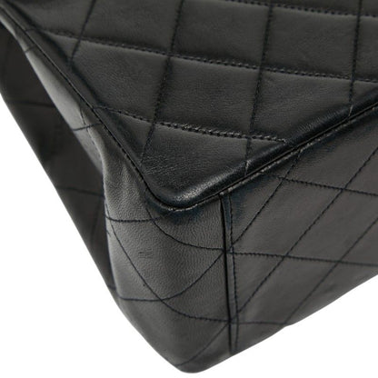 Chanel Coco Mark Deca Matelasse 34 Crossbody Chain Shoulder Bag Black Leather