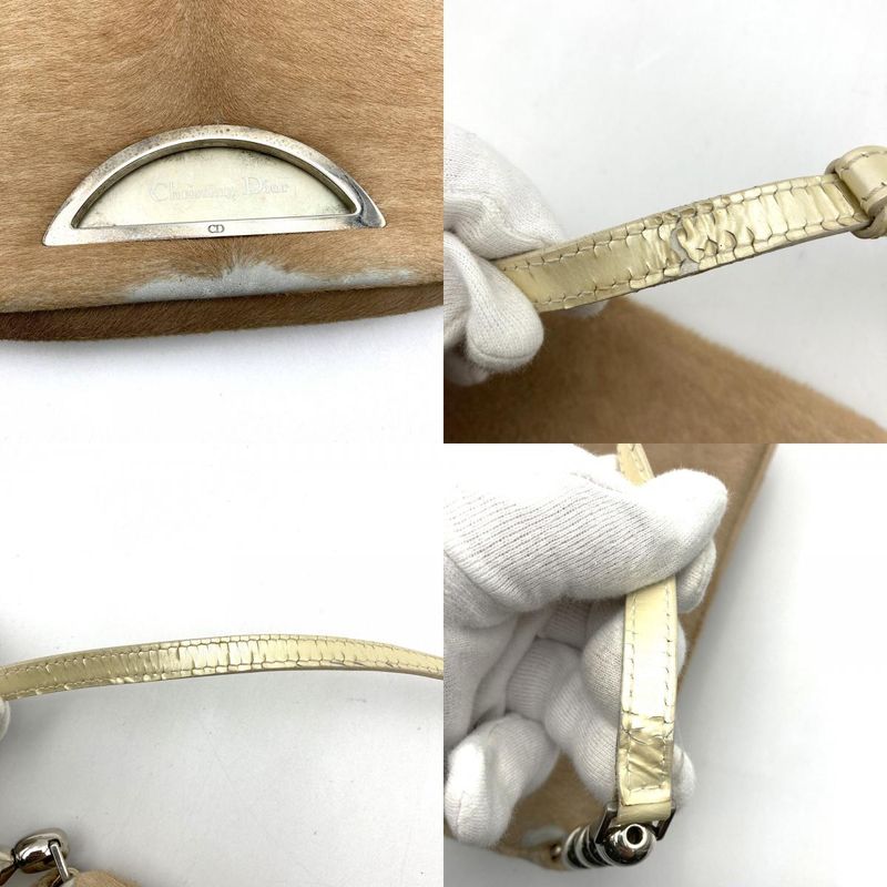 DIOR Handbag Beige Halaco/pvc Maris Pearl Women Men Fashion