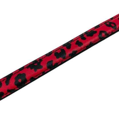 Christian DIOR 23-ma-0241 Bobby Belt Leopard Leather Pink Black Gold [size 80