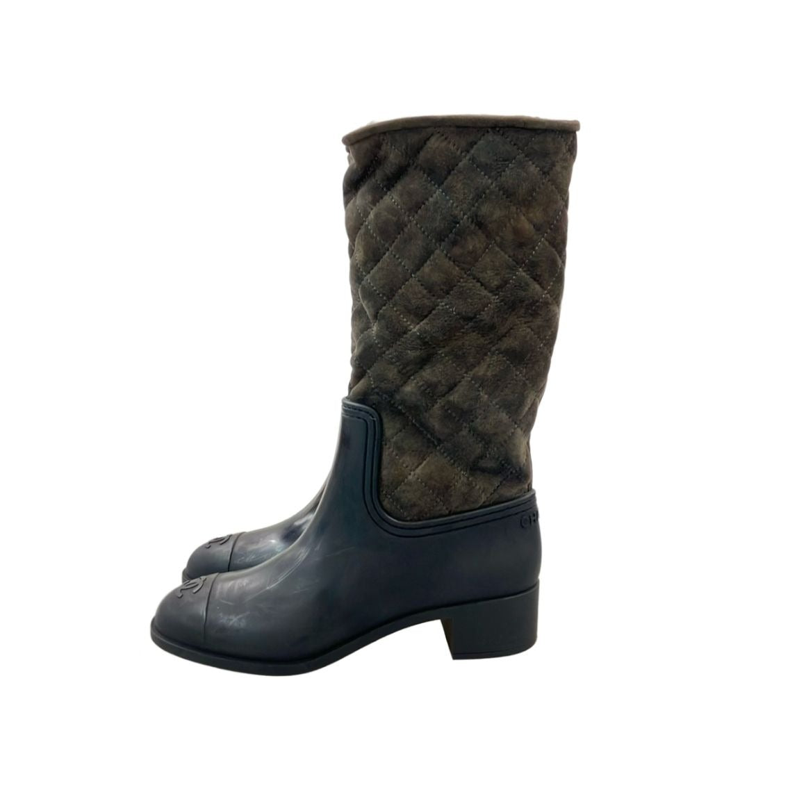 Chanel Long Rain Boots Quilted CC Logo 37 Brown And Others — view 2