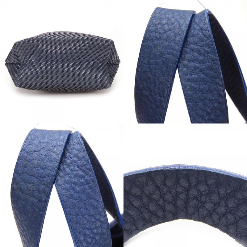 Hermes Tote Bag Amedava Diago PM Leather Polyester Navy Silver Hardware Woven