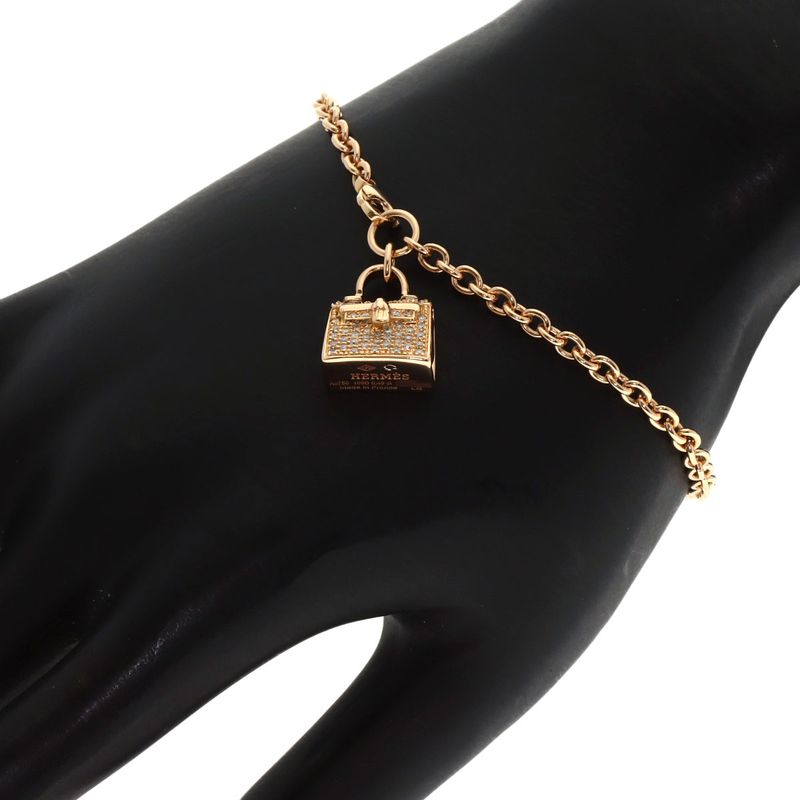 Hermes Amulet Birkin Diamond Bracelet 18K Pink Gold Ladies