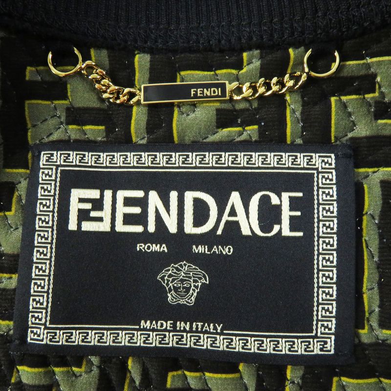 Fendace Fendi Versace 22SS Fj7258 Silk FF Logo Baroque Pattern Blouson Blackish