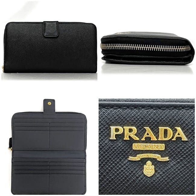 Prada Round Zipper Long Wallet Black NERO 2m1411 Wallet